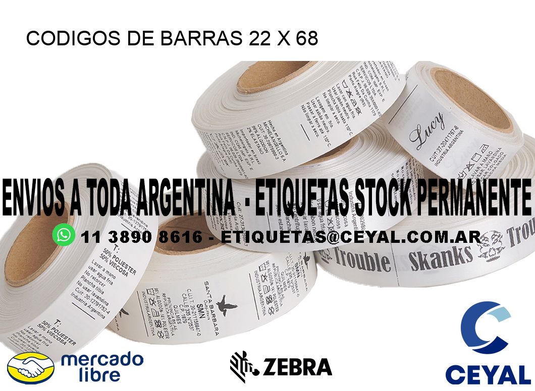 CODIGOS DE BARRAS 22 x 68