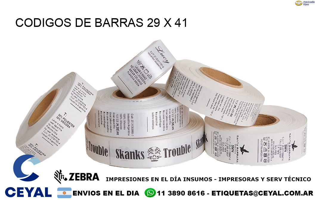 CODIGOS DE BARRAS 29 x 41