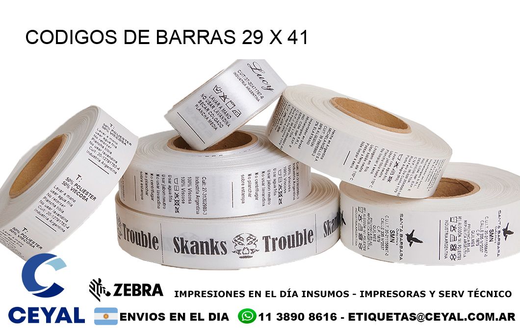 CODIGOS DE BARRAS 29 x 41