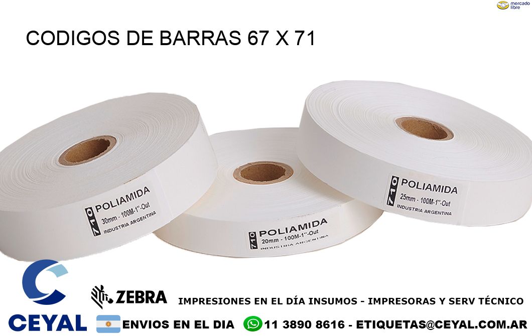 CODIGOS DE BARRAS 67 x 71