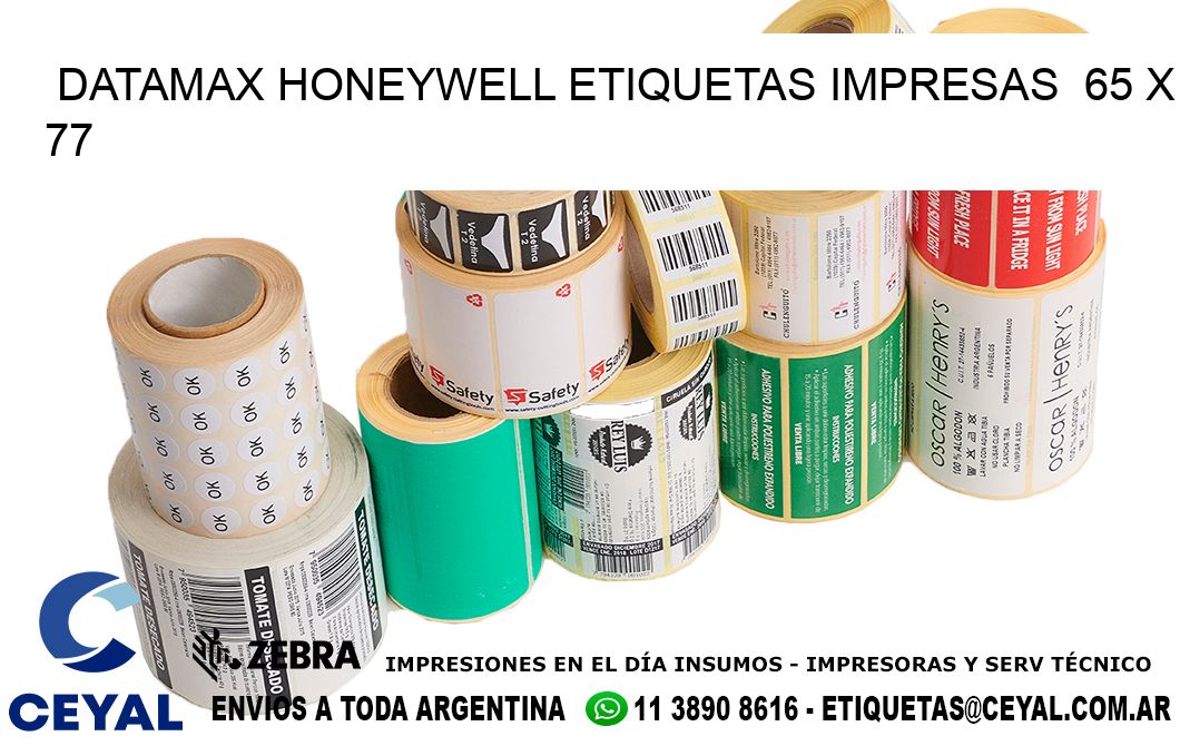 DATAMAX HONEYWELL ETIQUETAS IMPRESAS  65 x 77