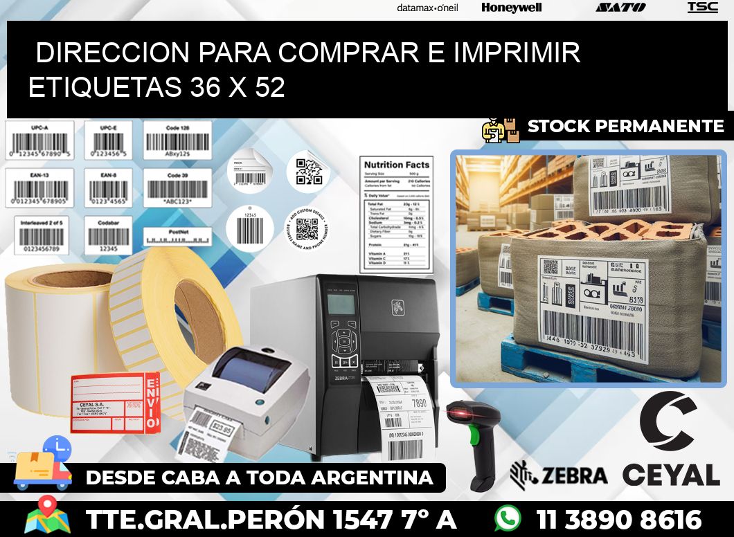 DIRECCION PARA COMPRAR E IMPRIMIR ETIQUETAS 36 x 52