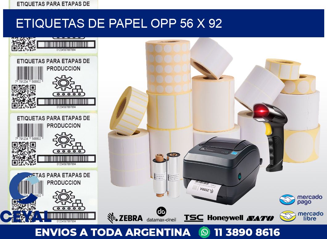 ETIQUETAS DE PAPEL OPP 56 x 92