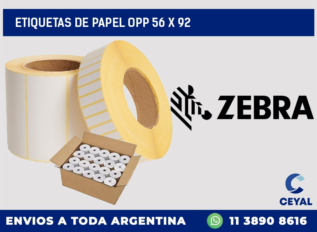 ETIQUETAS DE PAPEL OPP 56 x 92