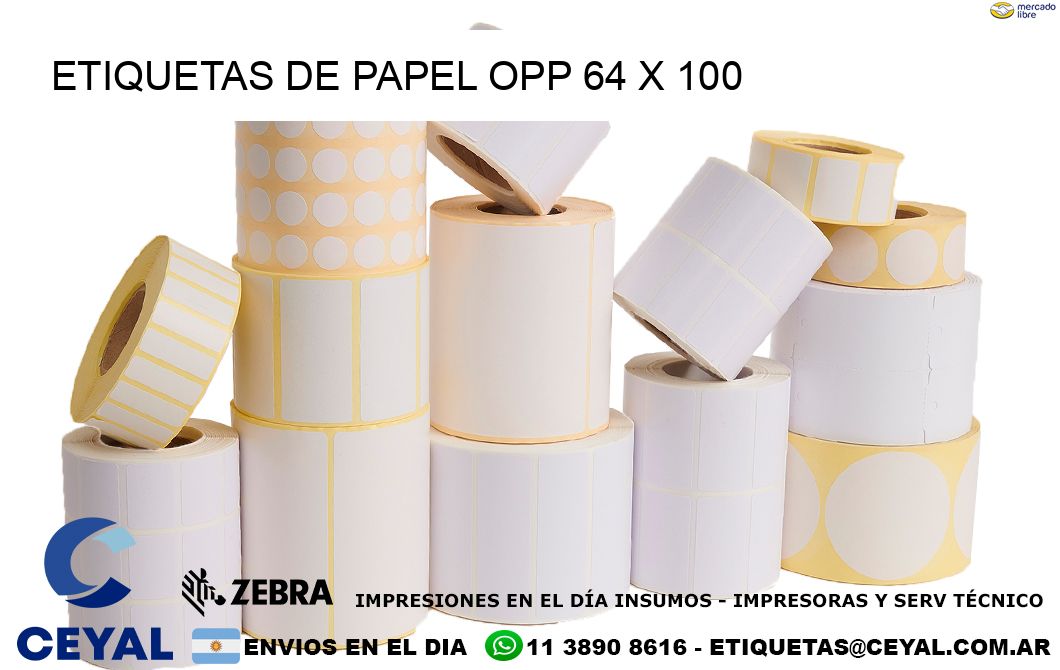 ETIQUETAS DE PAPEL OPP 64 x 100