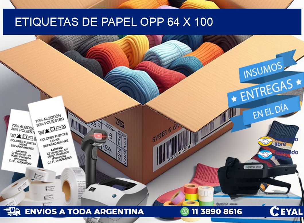 ETIQUETAS DE PAPEL OPP 64 x 100