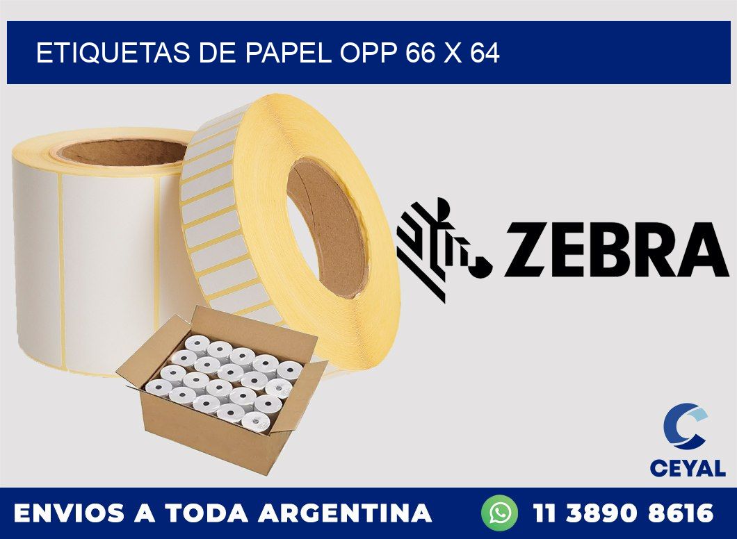 ETIQUETAS DE PAPEL OPP 66 x 64