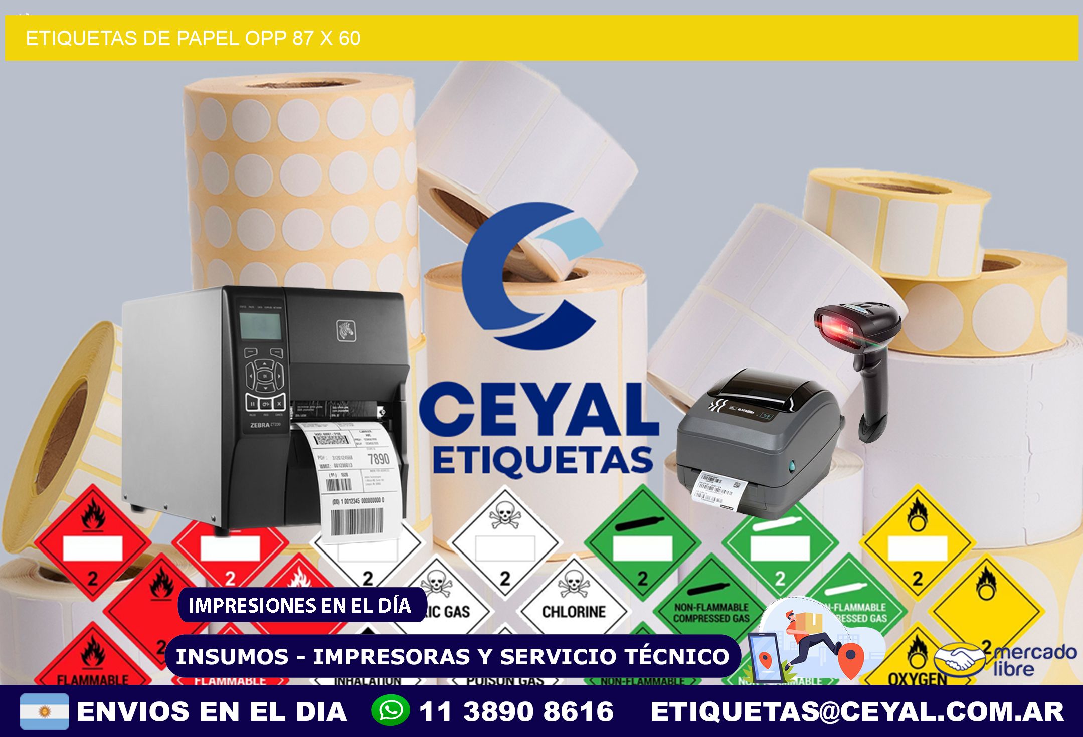 ETIQUETAS DE PAPEL OPP 87 x 60