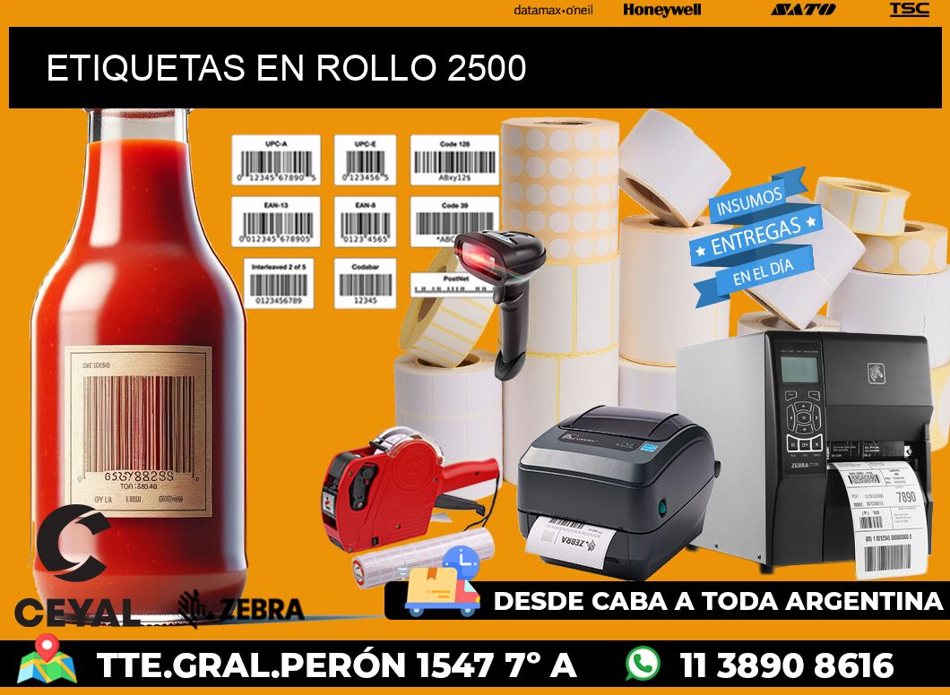 ETIQUETAS EN ROLLO 2500