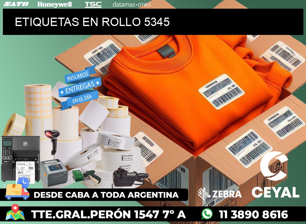 ETIQUETAS EN ROLLO 5345