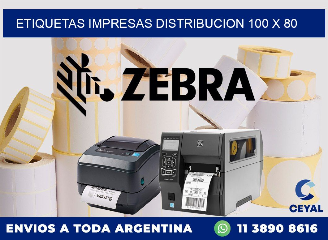 ETIQUETAS IMPRESAS DISTRIBUCION 100 x 80