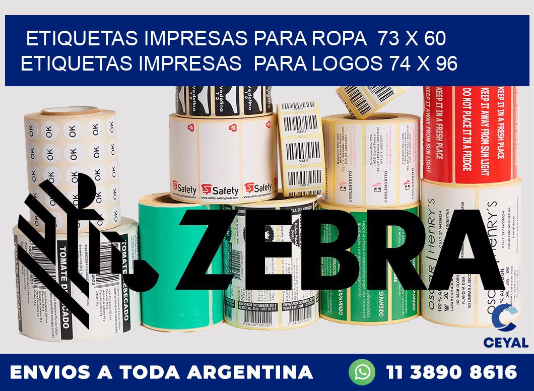 ETIQUETAS IMPRESAS PARA ROPA  73 x 60 ETIQUETAS IMPRESAS  PARA LOGOS 74 x 96