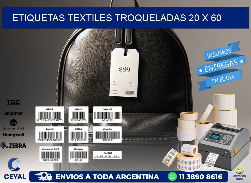 ETIQUETAS TEXTILES TROQUELADAS 20 x 60