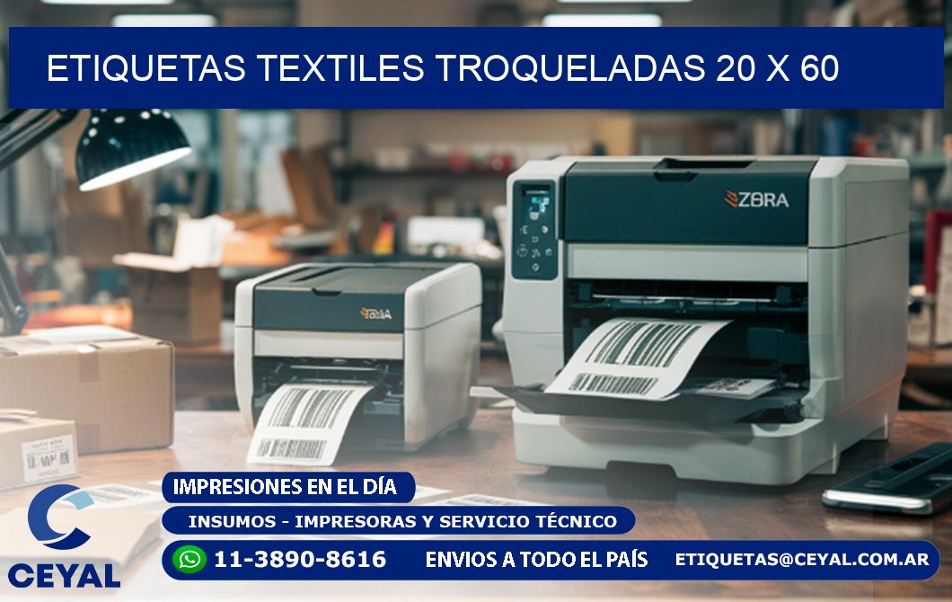 ETIQUETAS TEXTILES TROQUELADAS 20 x 60