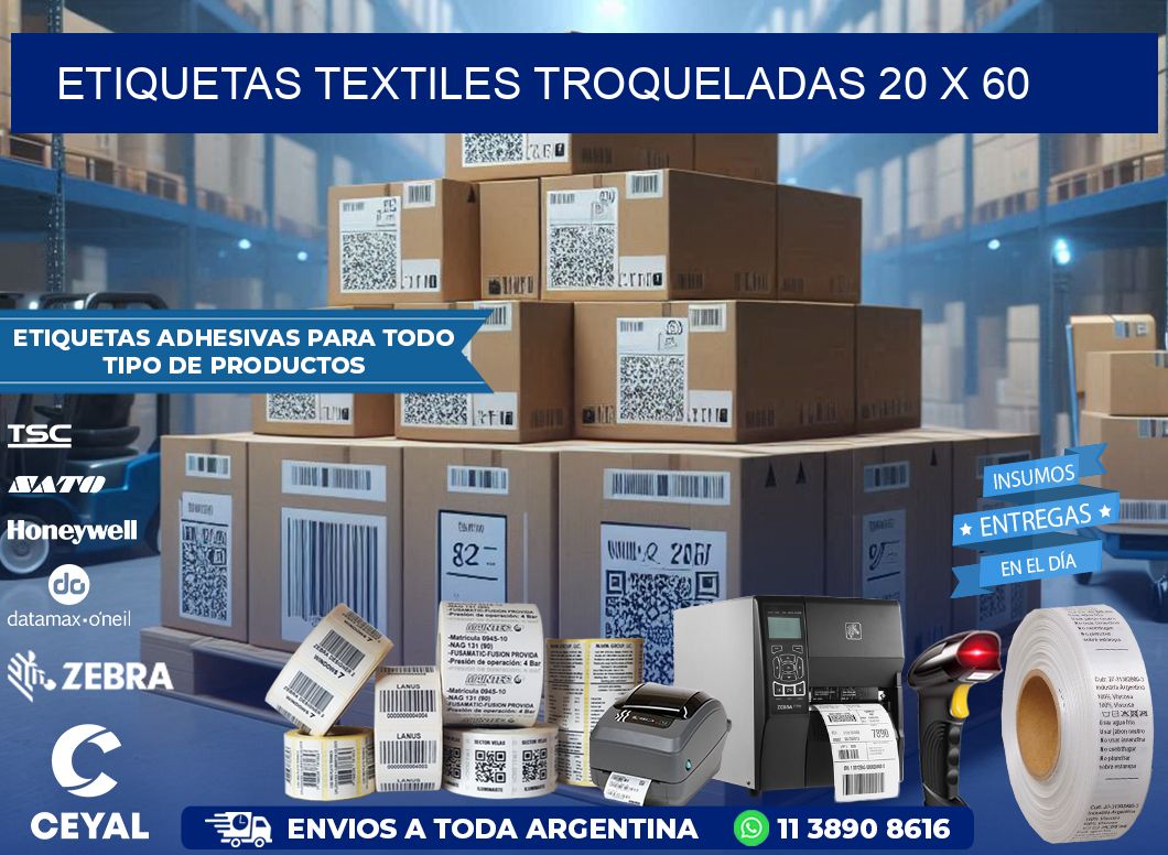 ETIQUETAS TEXTILES TROQUELADAS 20 x 60