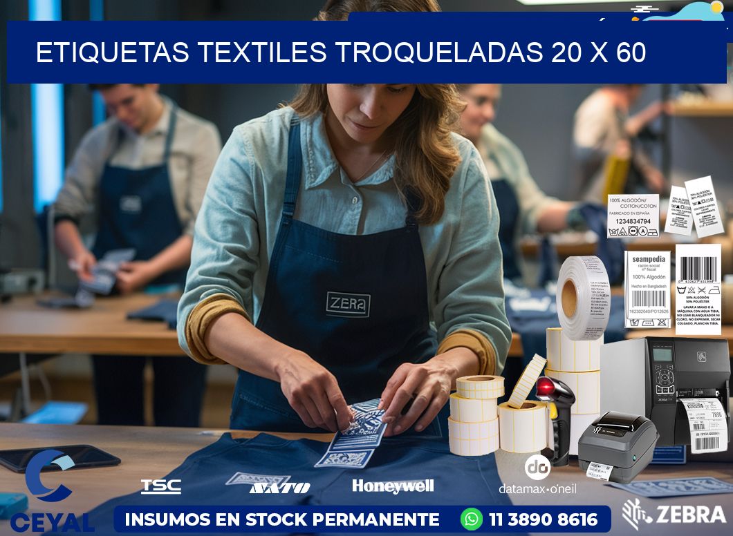 ETIQUETAS TEXTILES TROQUELADAS 20 x 60