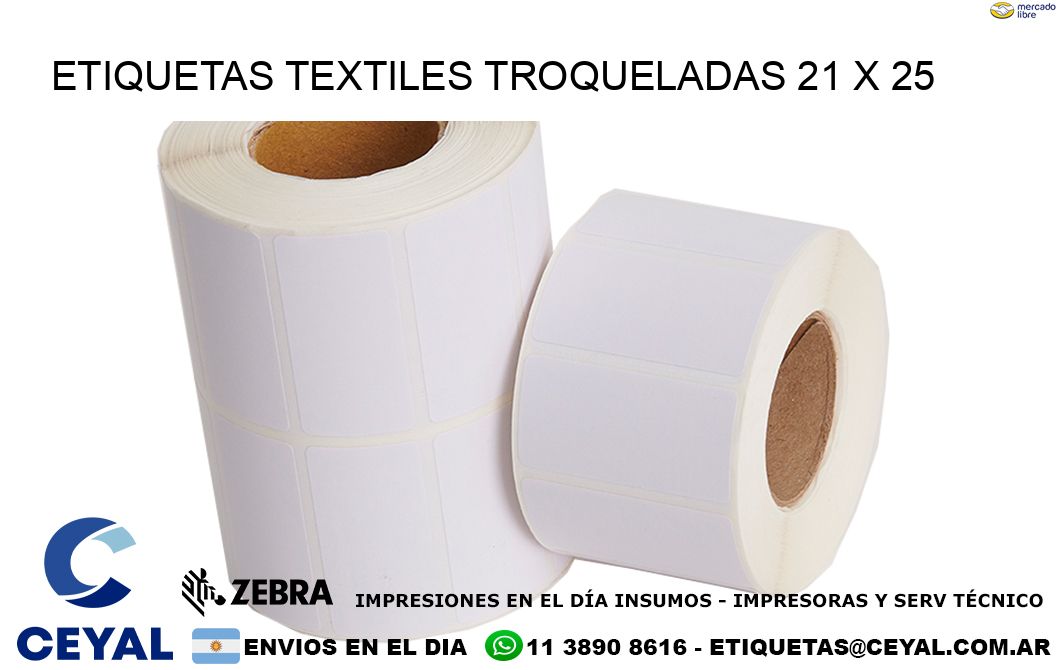 ETIQUETAS TEXTILES TROQUELADAS 21 x 25