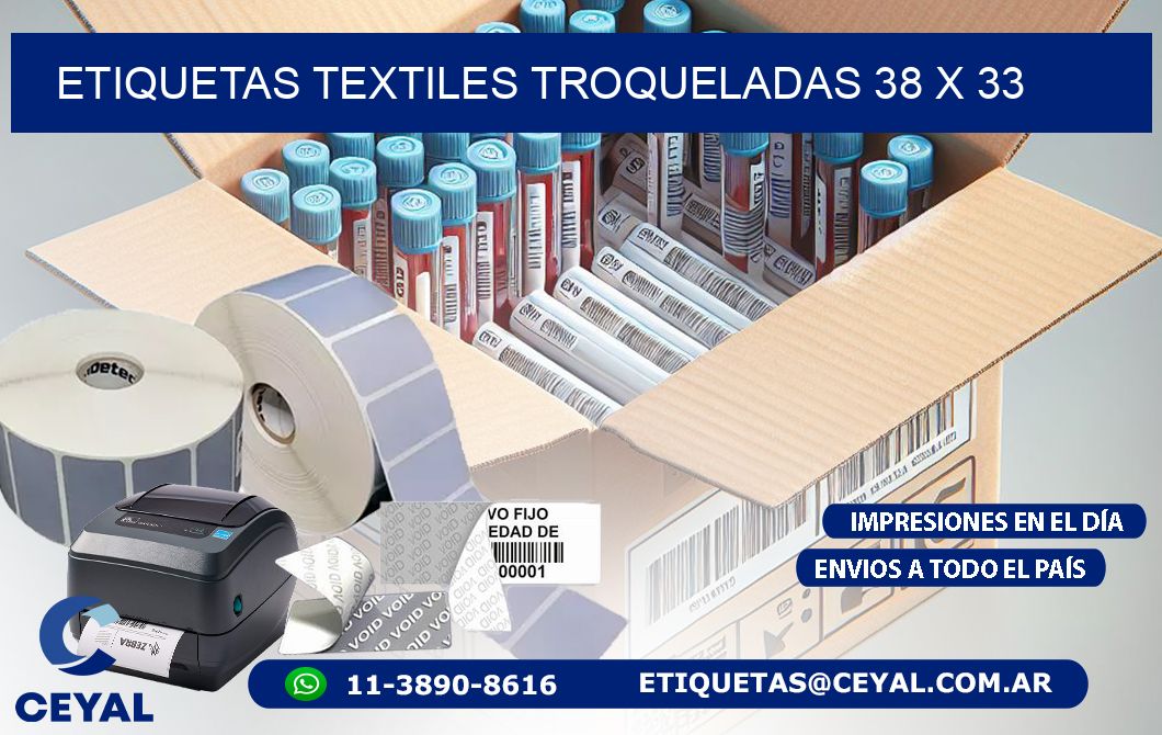 ETIQUETAS TEXTILES TROQUELADAS 38 x 33