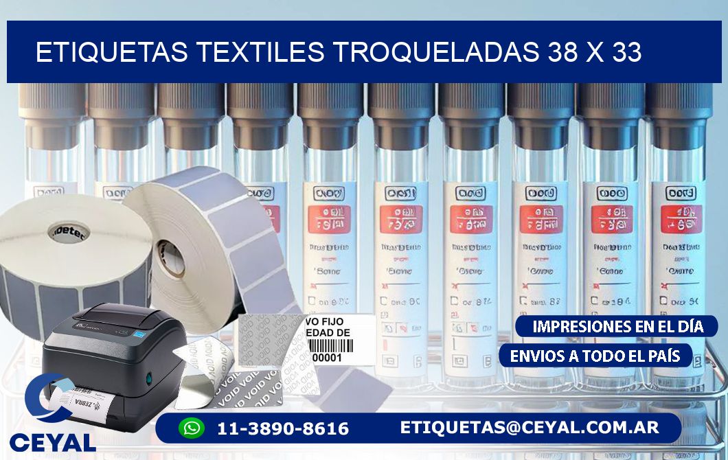 ETIQUETAS TEXTILES TROQUELADAS 38 x 33