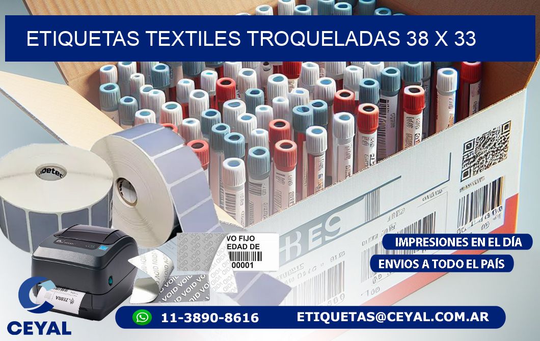 ETIQUETAS TEXTILES TROQUELADAS 38 x 33