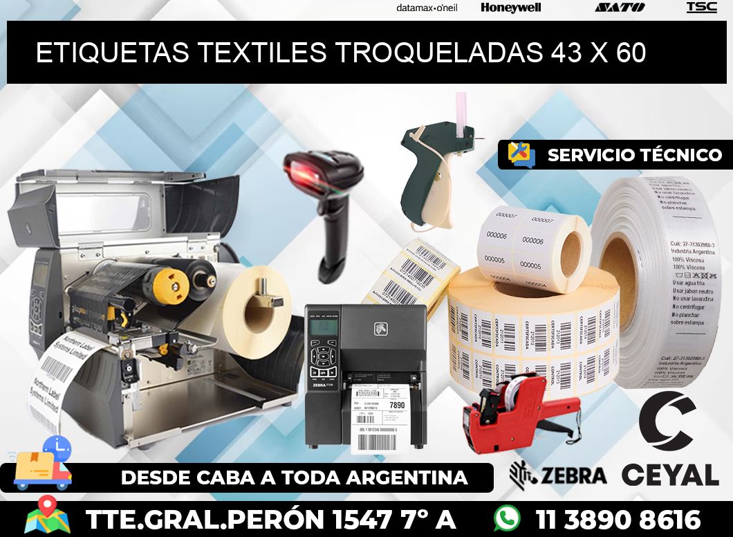 ETIQUETAS TEXTILES TROQUELADAS 43 x 60