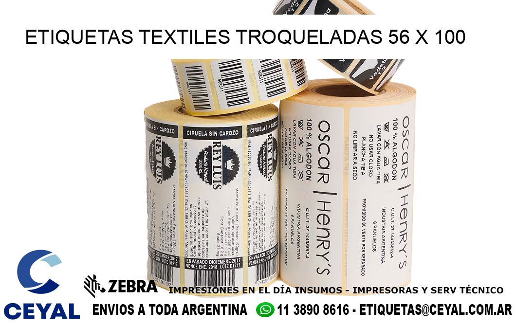 ETIQUETAS TEXTILES TROQUELADAS 56 x 100