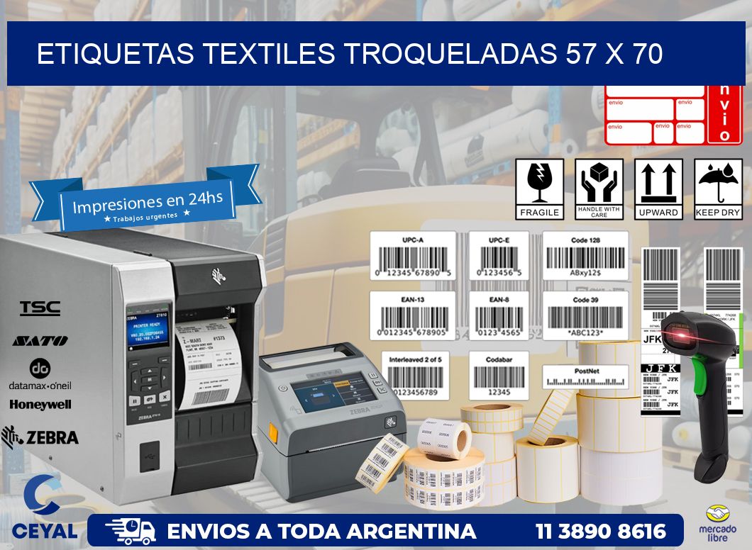 ETIQUETAS TEXTILES TROQUELADAS 57 x 70