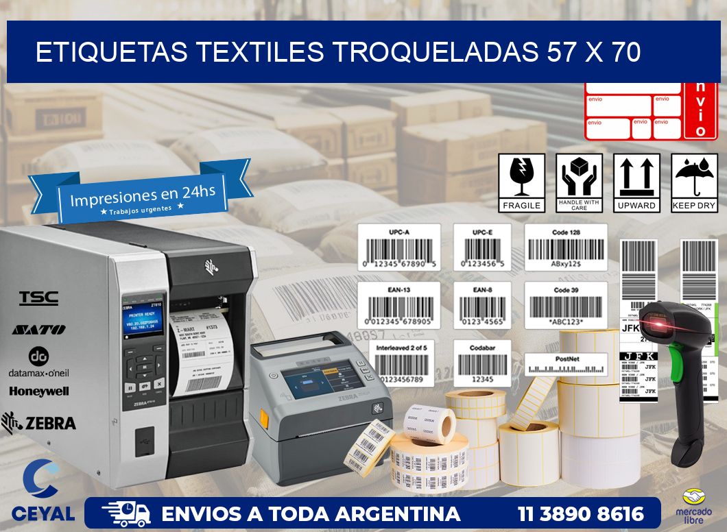 ETIQUETAS TEXTILES TROQUELADAS 57 x 70