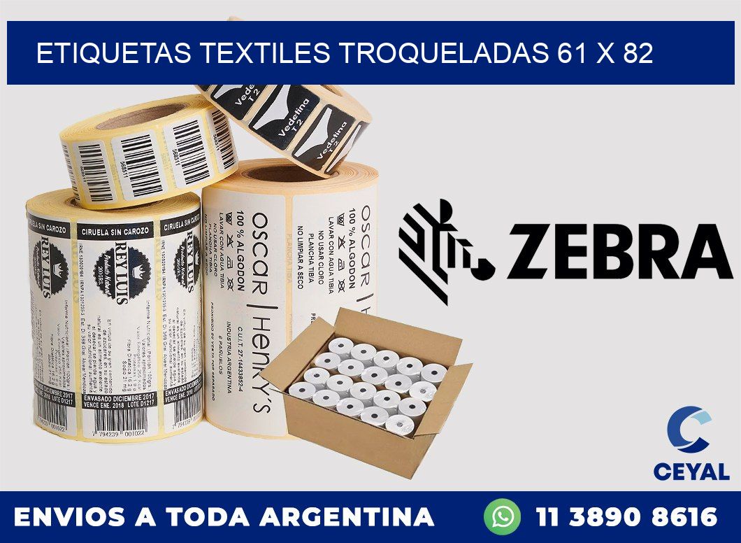 ETIQUETAS TEXTILES TROQUELADAS 61 x 82