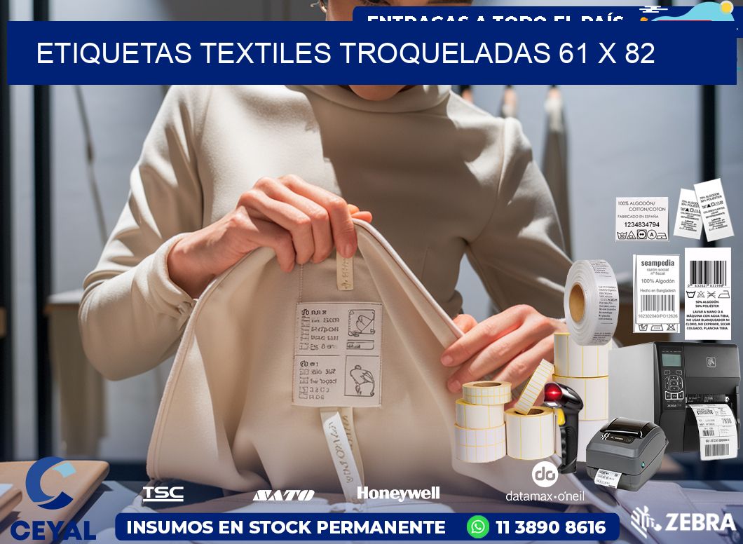 ETIQUETAS TEXTILES TROQUELADAS 61 x 82