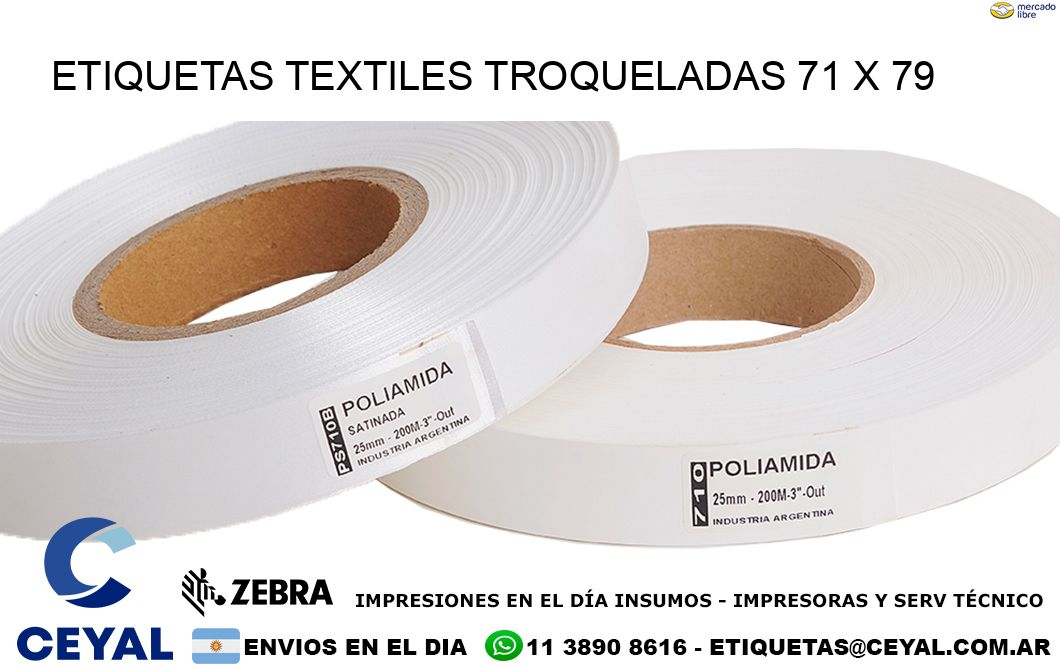 ETIQUETAS TEXTILES TROQUELADAS 71 x 79