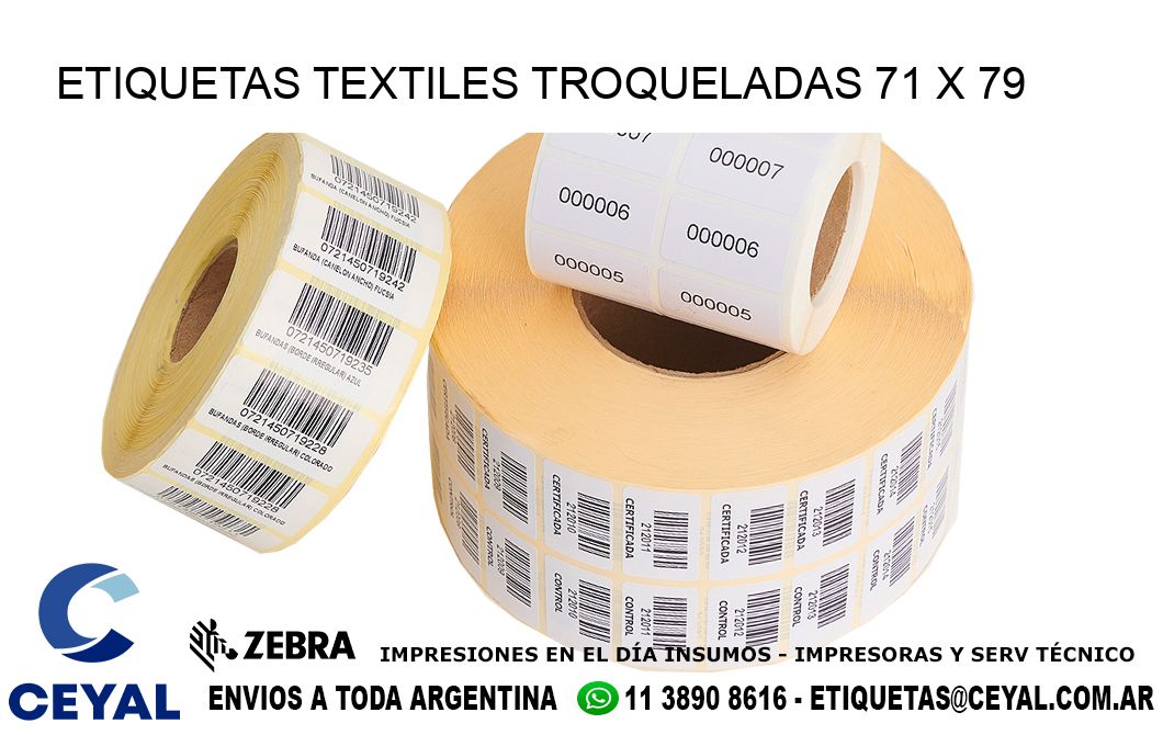 ETIQUETAS TEXTILES TROQUELADAS 71 x 79