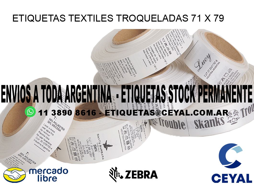 ETIQUETAS TEXTILES TROQUELADAS 71 x 79