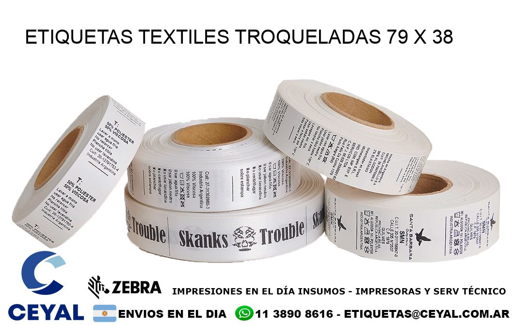 ETIQUETAS TEXTILES TROQUELADAS 79 x 38