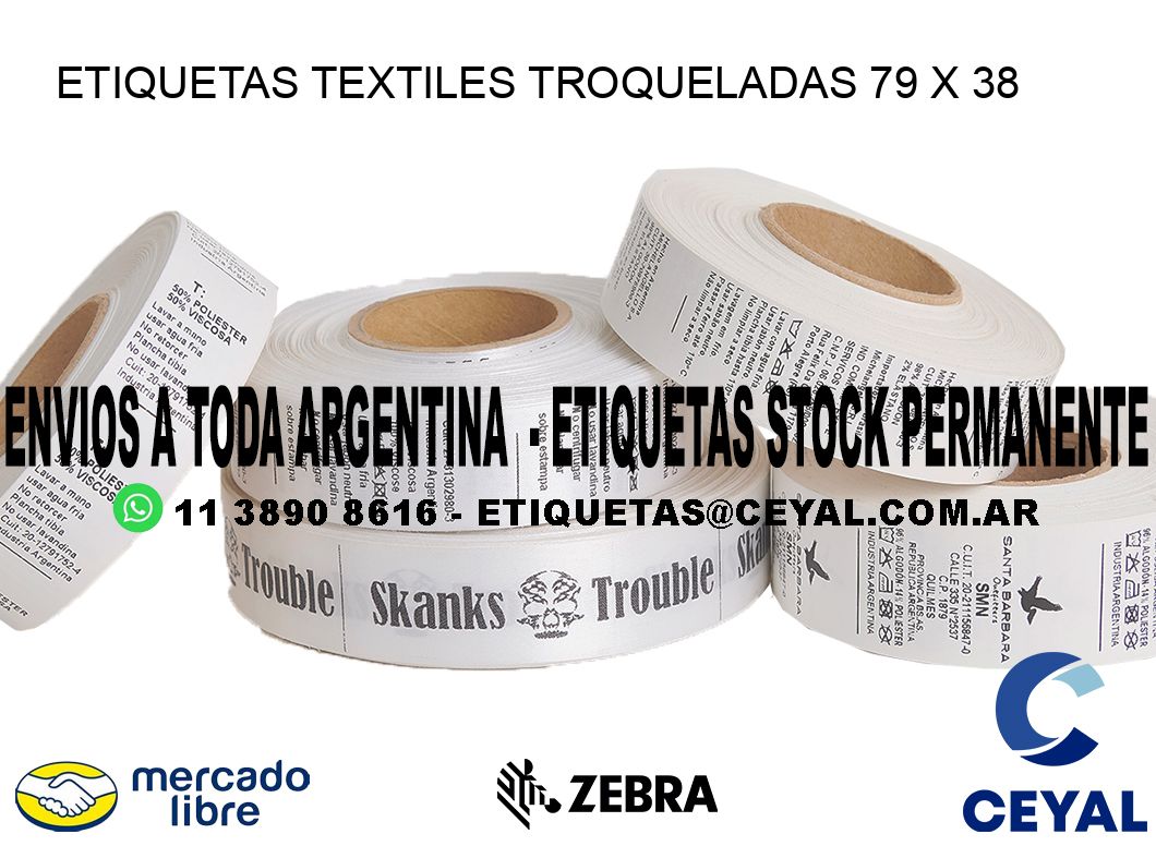 ETIQUETAS TEXTILES TROQUELADAS 79 x 38