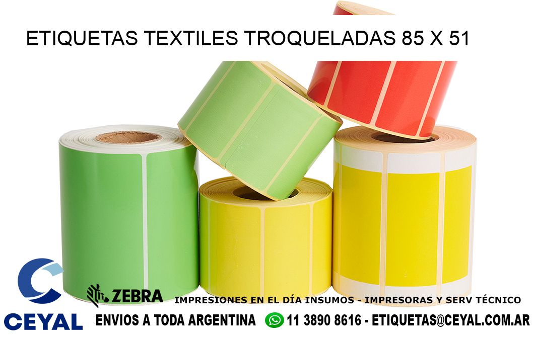 ETIQUETAS TEXTILES TROQUELADAS 85 x 51