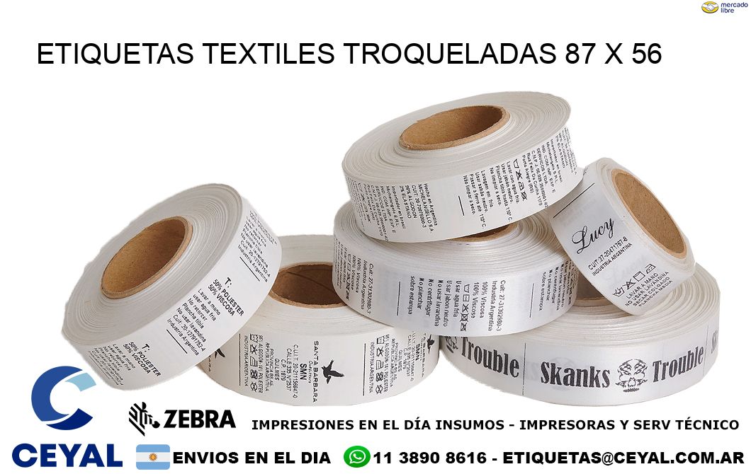 ETIQUETAS TEXTILES TROQUELADAS 87 x 56