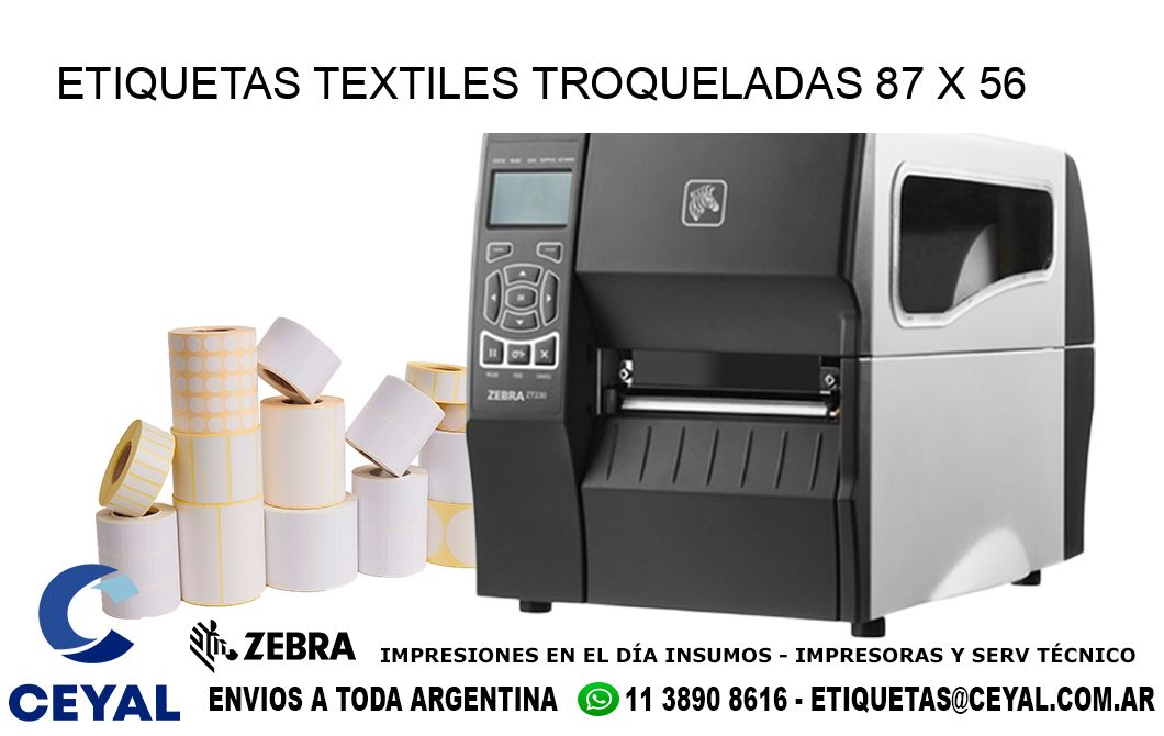 ETIQUETAS TEXTILES TROQUELADAS 87 x 56