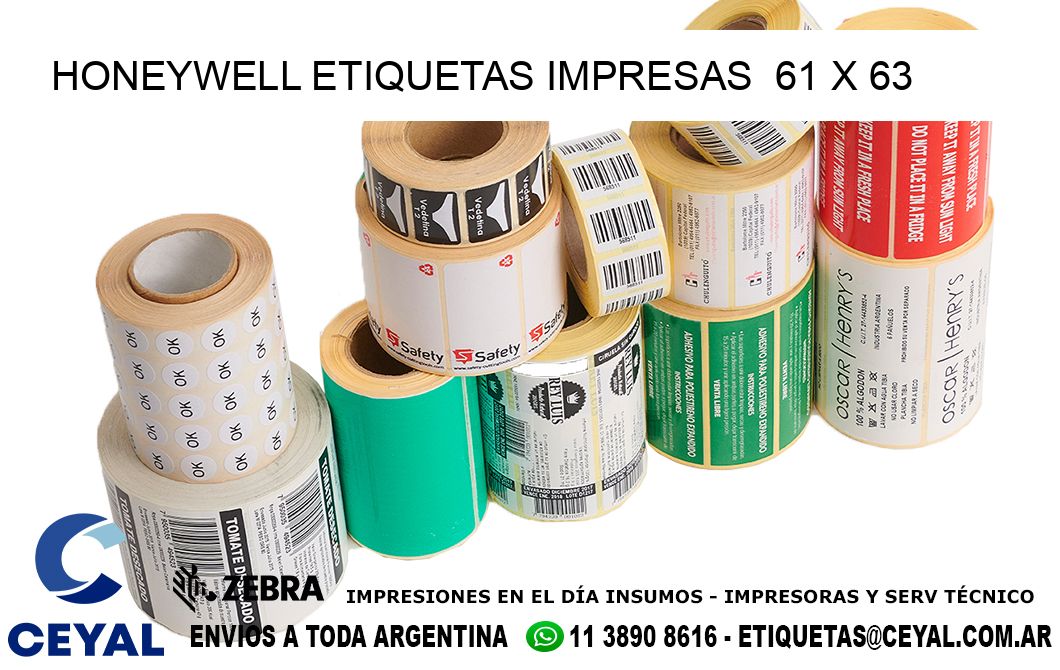 HONEYWELL ETIQUETAS IMPRESAS  61 x 63