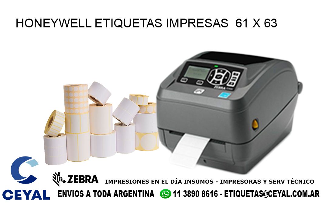 HONEYWELL ETIQUETAS IMPRESAS  61 x 63