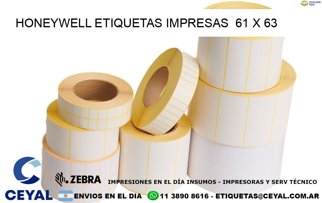 HONEYWELL ETIQUETAS IMPRESAS  61 x 63