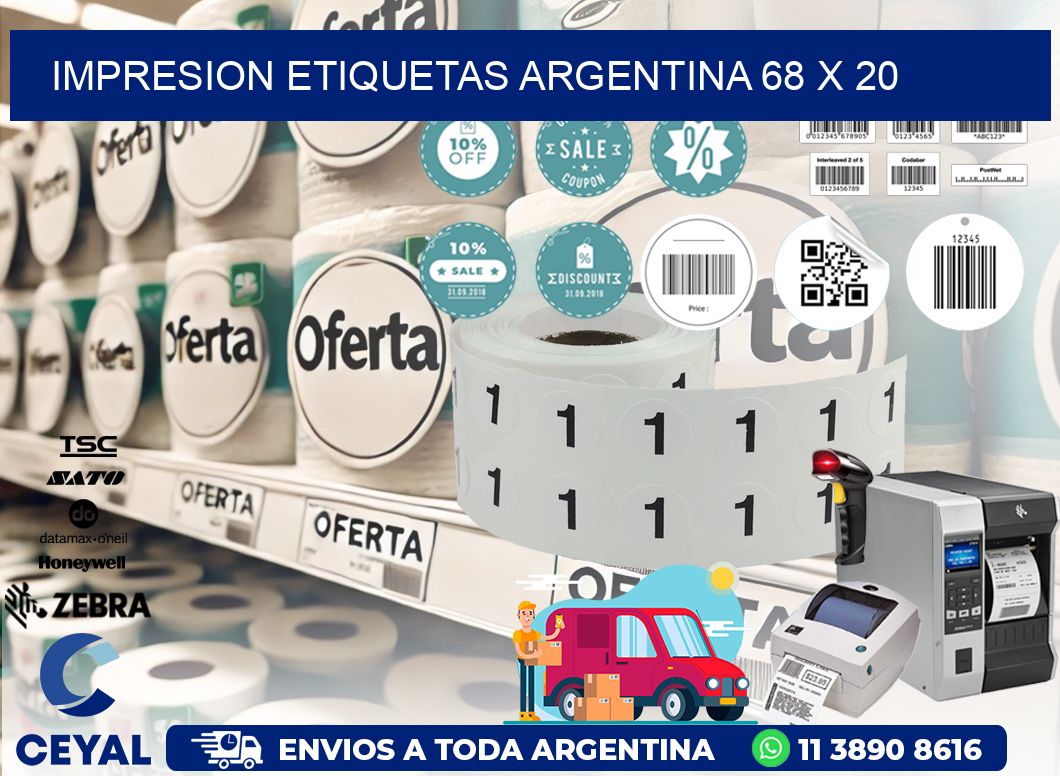 IMPRESION ETIQUETAS ARGENTINA 68 x 20