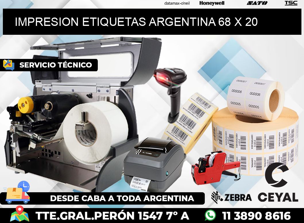 IMPRESION ETIQUETAS ARGENTINA 68 x 20