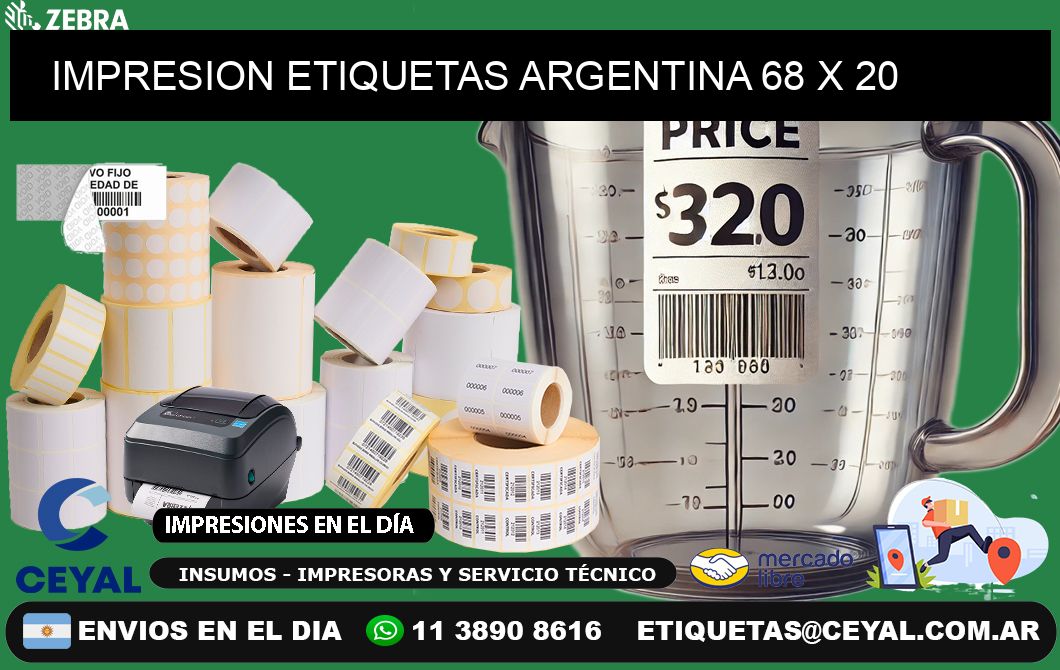 IMPRESION ETIQUETAS ARGENTINA 68 x 20