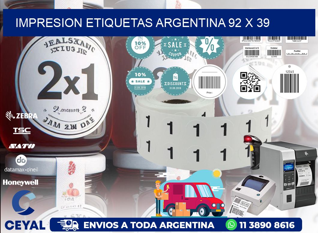 IMPRESION ETIQUETAS ARGENTINA 92 x 39