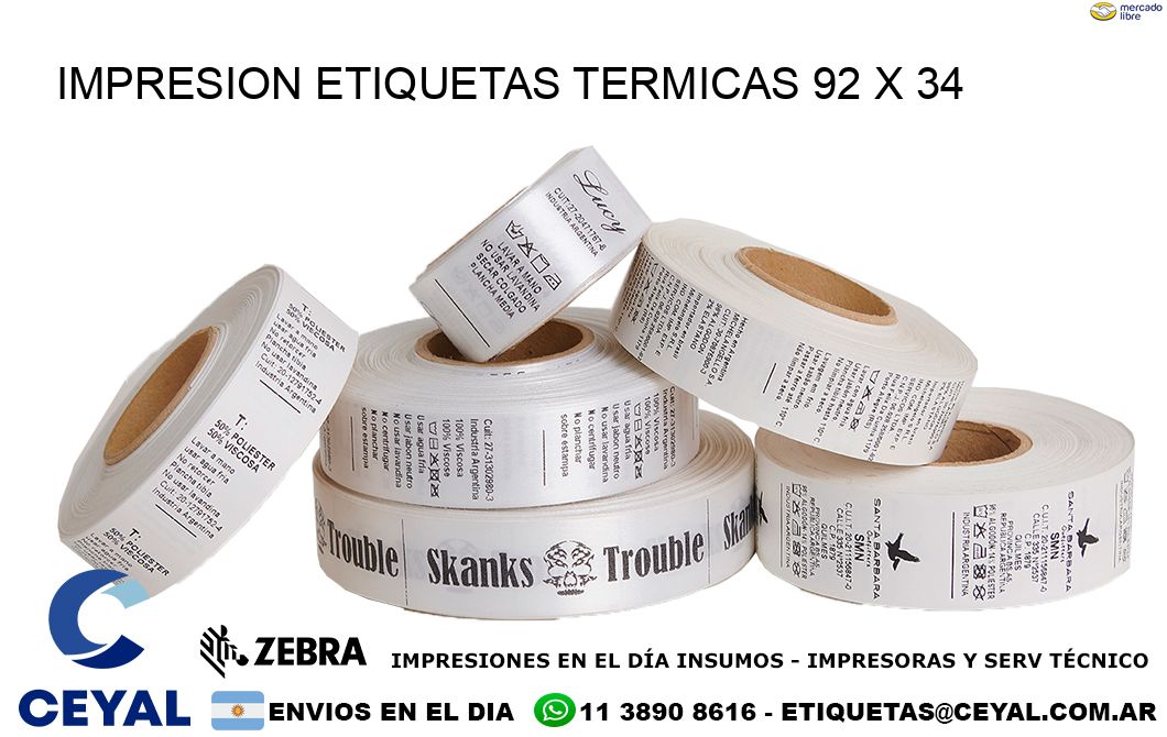 IMPRESION ETIQUETAS TERMICAS 92 x 34