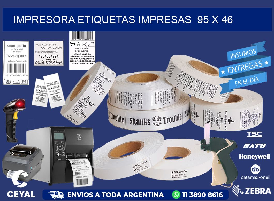 IMPRESORA ETIQUETAS IMPRESAS  95 x 46