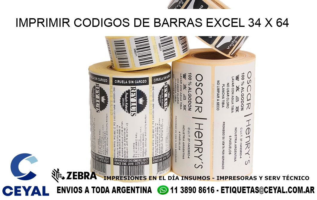 IMPRIMIR CODIGOS DE BARRAS EXCEL 34 x 64