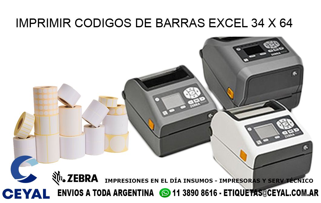 IMPRIMIR CODIGOS DE BARRAS EXCEL 34 x 64