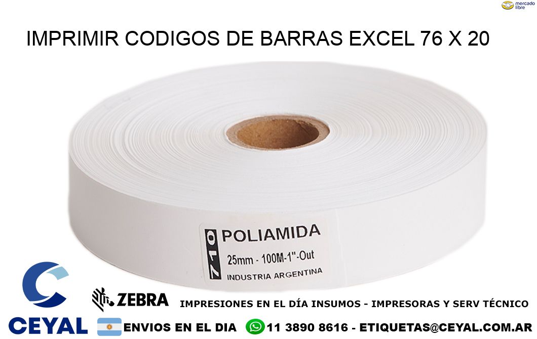 IMPRIMIR CODIGOS DE BARRAS EXCEL 76 x 20